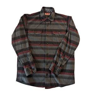 Wrangler men's fleece-lined flannel shirt jacket size medium gray black burgundy